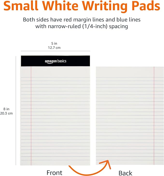 Amazon Basics Narrow Ruled Lined Writing Note Pad, 5 inch x 8 inch - Image 5