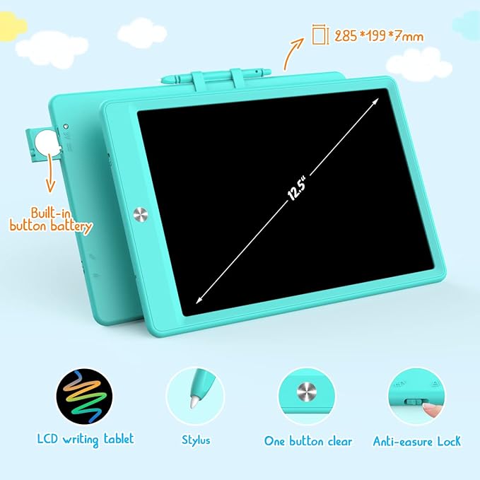 BUKEBU LCD Writing Tablet Doodle Board, 12.5 inch Colorful Drawing Pad - Image 2