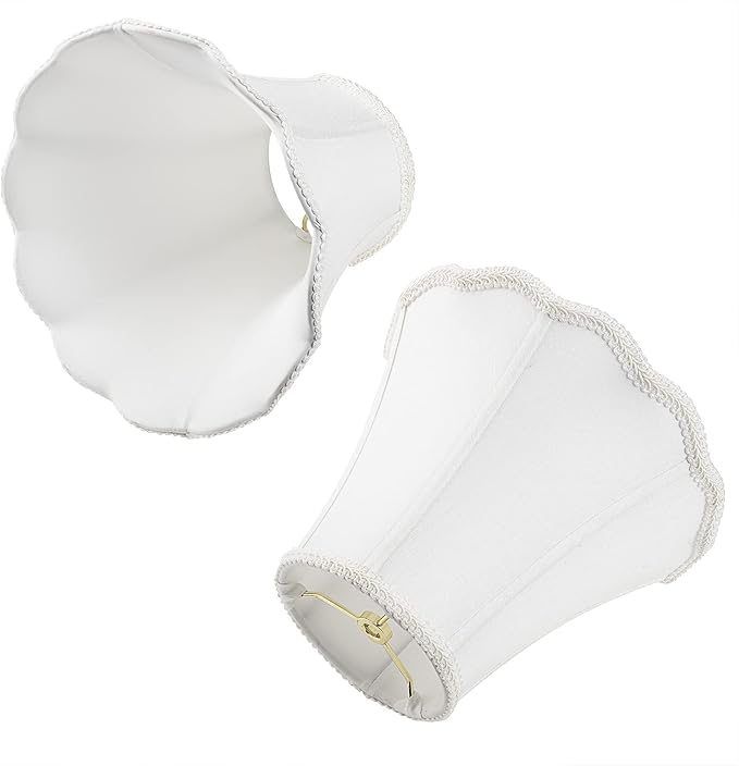 Bell Lamp Shade, Saangseon White Scalloped Lampshade Replacement, Lamp Harp - Image 6