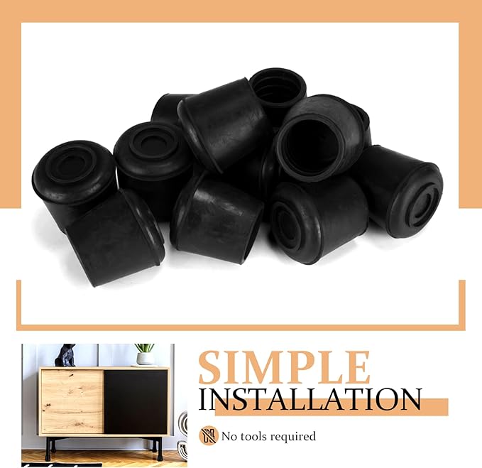 VOCOMO 1-1/2” Round Rubber Chair Leg Tips Caps, Chair Leg Floor Protectors - Image 7