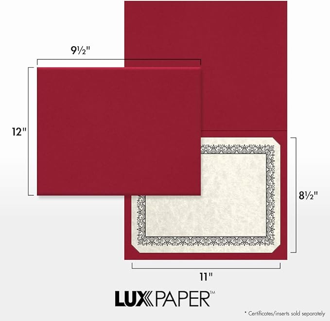 LUXPaper 9.5" x 12" Certificate Holders | Burgundy Linen | 100lb. Cover | 100 - Image 4