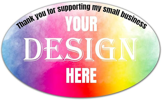 Custom 100-500 Stickers with Any Image Logo and Text. Oval, 5x4 Inch Labels by LAUKIYE
