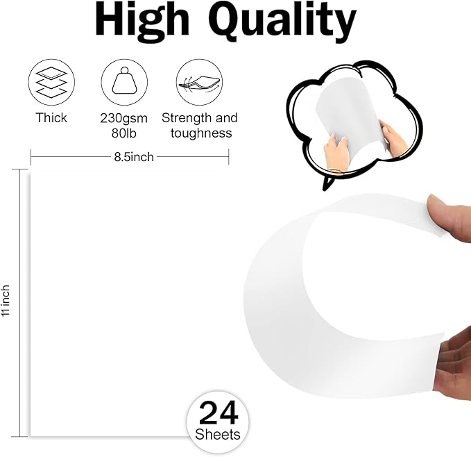 24 Sheets White Cardstock 8.5 x 11 Thick Paper, Goefun 80lb Card Stock Printer - Image 2