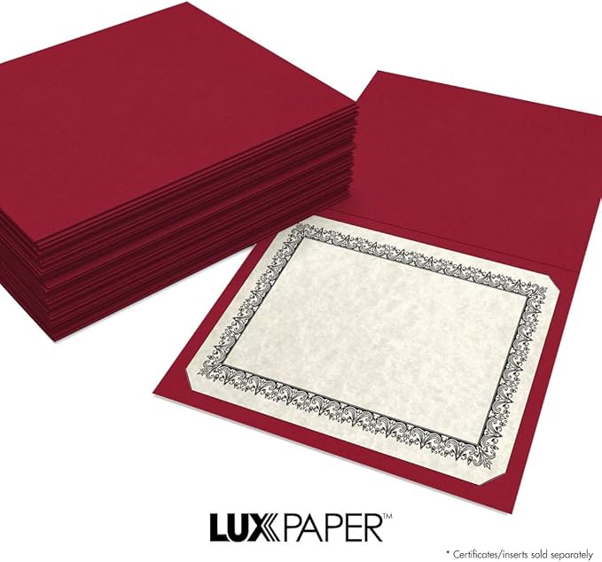 LUXPaper 9.5" x 12" Certificate Holders | Burgundy Linen | 100lb. Cover | 100 - Image 8