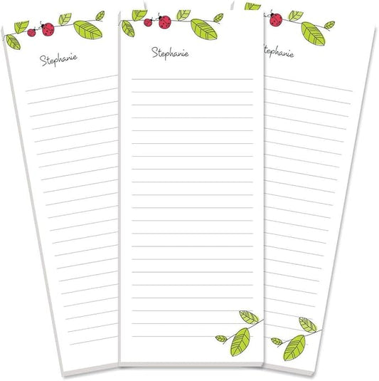 Current Ladybugs Personalized Notepads – Set of 3, 50-Sheet Lined Paper Pads by Current