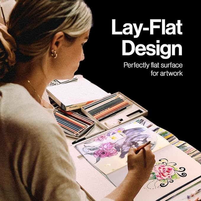 Square-Shaped Sketchbook, 8.3 x 8.3 inches, Lays Flat Flexible Sketch Book - Image 6