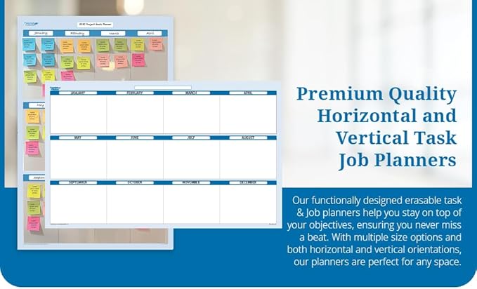 Sky Blue 12 Section Task, Objective and Goals Planning System Vertical 24" Tall - Image 2