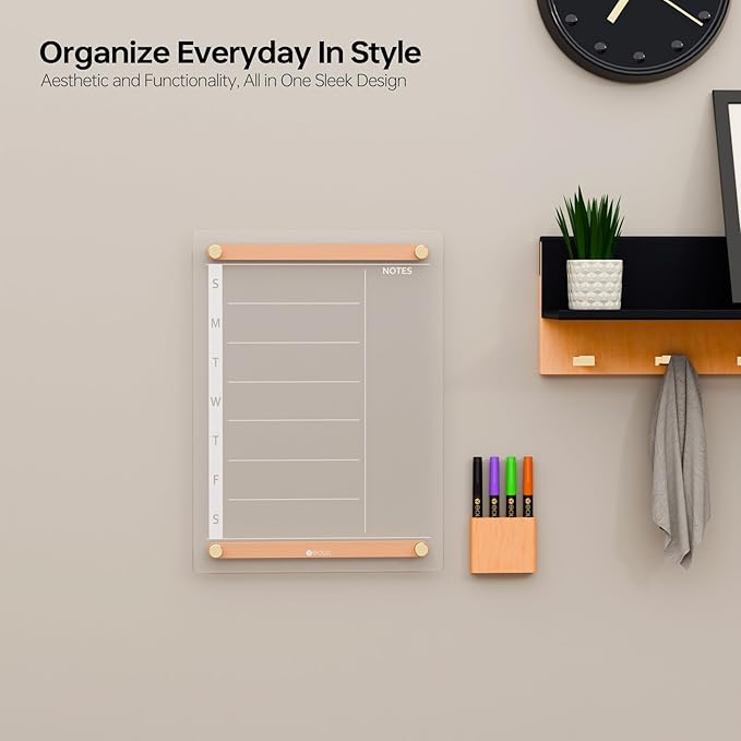 Clear Glass Weekly Dry Erase Calendar Whiteboard - Image 2
