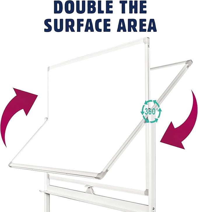 Adjustable Magnetic Mobile Dry Erase Board -48 x 32 Inches Whiteboard Stand - Image 3