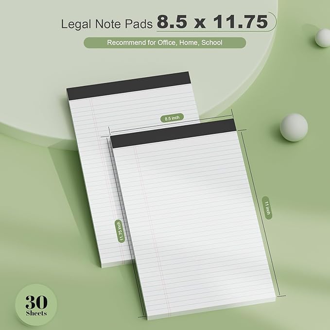 Note Pads 8.5 x 11.75 Writing Pads, 10 Pack, Double-Side Printed Lined Paper - Image 2
