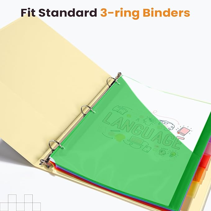 Sooez 16 Count Dividers with Pockets, 8 Tabs Binder Dividers - Image 7
