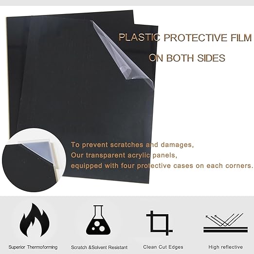 2 Pieces Black Acrylic Sheet, 8 x 12 Inch 1/8 Inch Thick, Home Decor, Display - Image 3