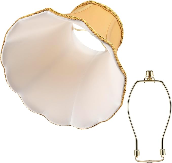 Saangseon Bell Lamp Shade, Scalloped Golden Fabric Lampshade Replacement - Image 4