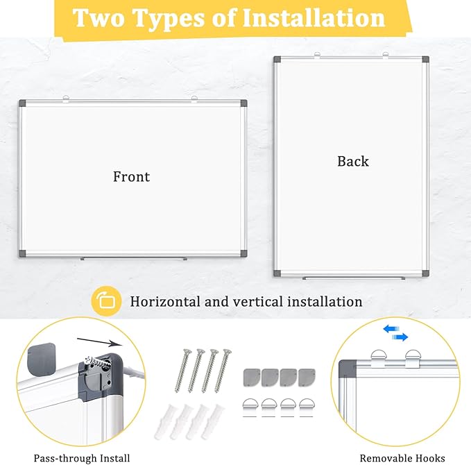 AMUSIGHT 2 Pack Double-Sided Magnetic Whiteboard, Aluminum Frame White Board - Image 2