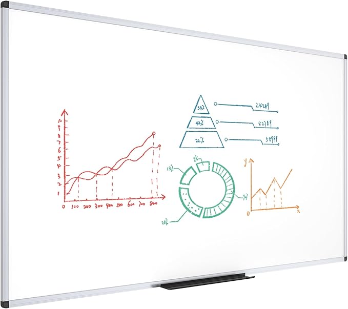 VIZ-PRO Dry Erase Board/Magnetic Whiteboard, 96 x 40 Inches, Large Wall Mounted by VIZ-PRO
