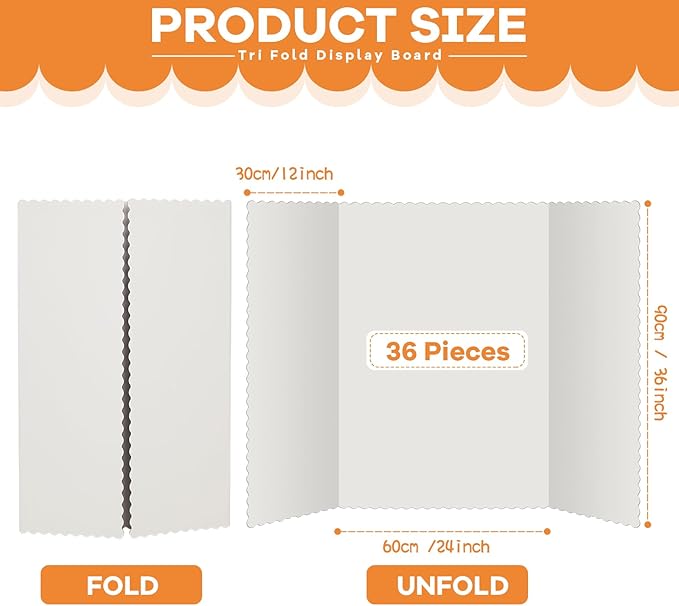 Ctosree 36 Pcs 48 * 36 Inch Tri Fold Poster Board Bulk, Science Fair Project - Image 2