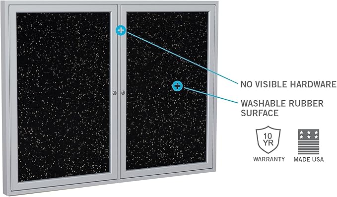 Ghent 36"x36" 1-Door indoor Enclosed Recycled Rubber Bulletin Board, Shatter - Image 4
