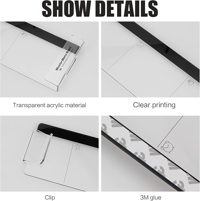 2pcs Office Desk Accessories Monitor Memo Board Computer Message Board Office - Image 2