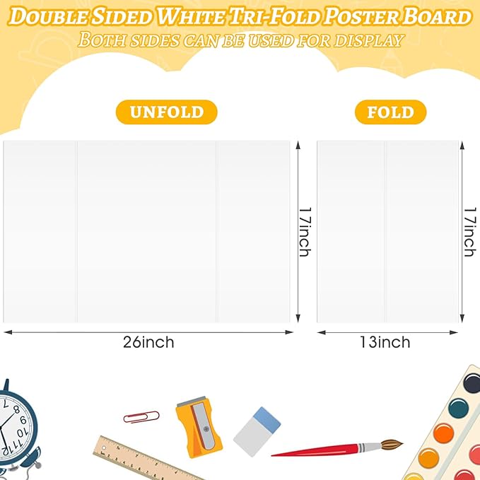 20 Pack Trifold Poster Board, Single-Sided White Poster Board - Image 2