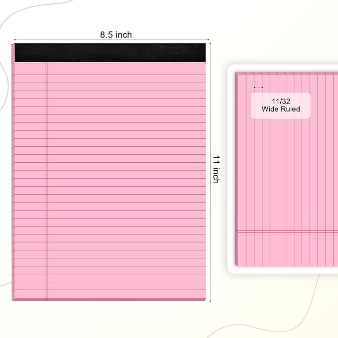 AILZFEI Pink Purple Legal Pads 8.5 x 11 Wide Ruled, Note Pads 30 Sheets/Pad - Image 2