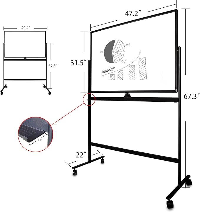32x48 Inches Industrial-Grade Mobile Dry Erase Whiteboard - Image 6