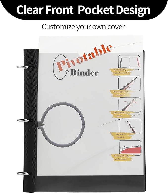Tashkummy 360 Degree Pivotable Binder, Upgraded 3 Ring Binder 1 inch, Flexible - Image 5