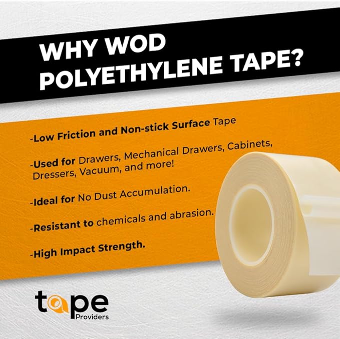 WOD SPT7A UHMW Polyethylene Transparent Film Slick Tape, 1.5 inch x 36 yd. - Image 2
