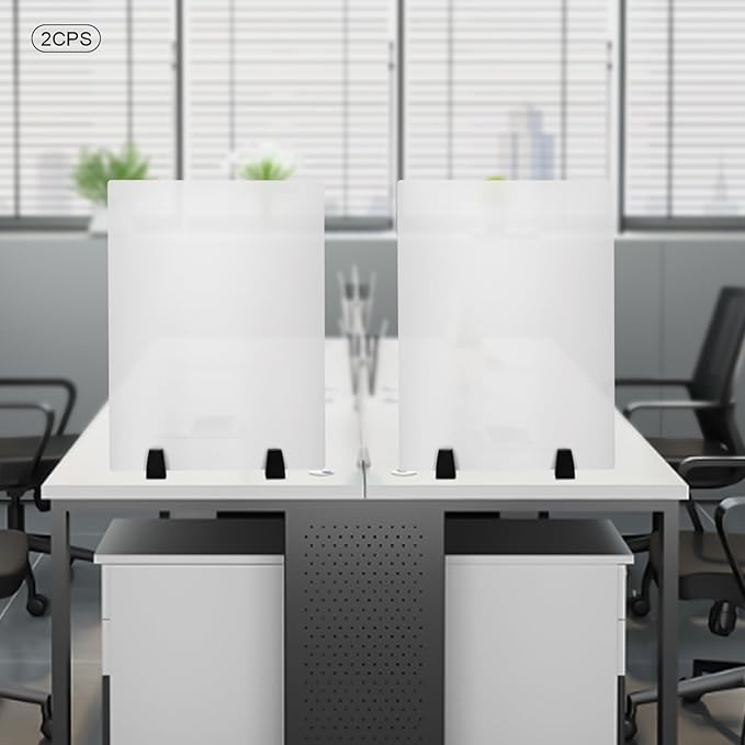 2 Pack Clamp-on Desk Privacy Panels, Frosted Acrylic Desk Dividers - Image 7
