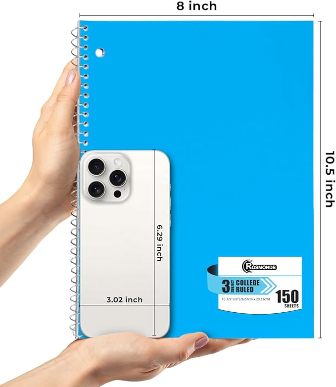 Rosmonde 24 Pack 3 Subject Spiral Notebook College Ruled Bulk, Thick Paper - Image 4