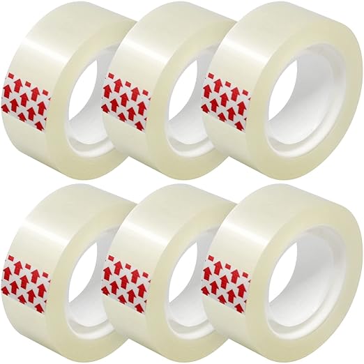 Turxayox 6 Rolls Transparent Tape Refills, Hand Tearable, 3/4 x 1000 Inches by Turxayox