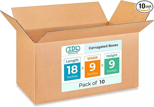Long Moving & Shipping Boxes 18x9x9 inches by IDLPackaging