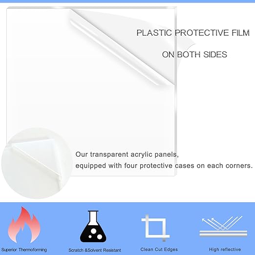 2 Pack 8x12 Inch Acrylic Sheet 1/8" Thick, Cast Acrylic Sheet, - Image 3