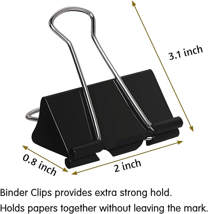 2 Inch Extra Large Binder Clips 48 Pack, Jumbo Paper Clips, Big Paper Clamps - Image 2