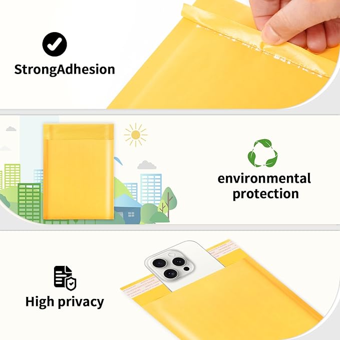 Ctarsthome 52Pack Yellow 8.5x12in Kraft Bubble Mailers Small Business Mailing - Image 6