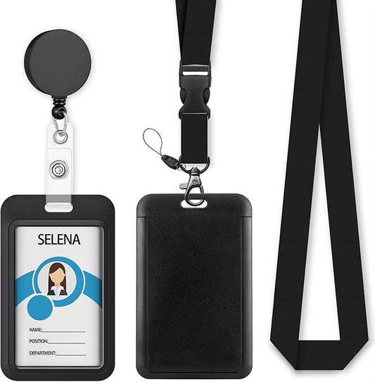 Black Badge Holder Retractable Lanyard, Lanyards by Mcapirivo