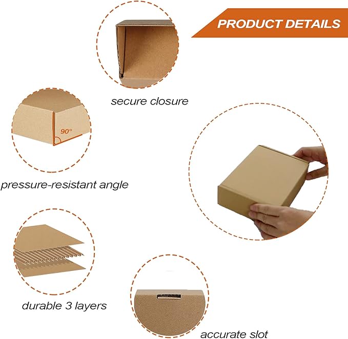 PHAREGE 7x5x2 inch Shipping Boxes Bulk 25 Pack Brown, Tab Lock Tuck Top Mailer - Image 4