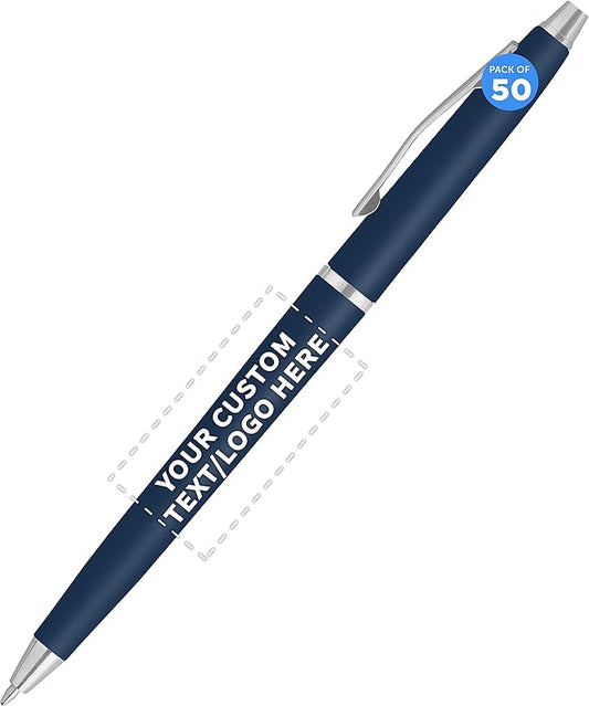 DISCOUNT PROMOS Custom Langham Ballpoint Pens Set of 50, Personalized Bulk Pack by DISCOUNTPROMOS