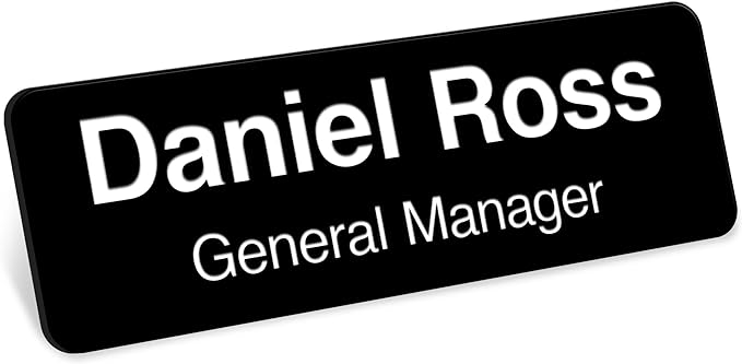 Name Tag, Magnetic Black and White Name Tags, Personalized Name Tags, 1x3 Inches by MySignCenter