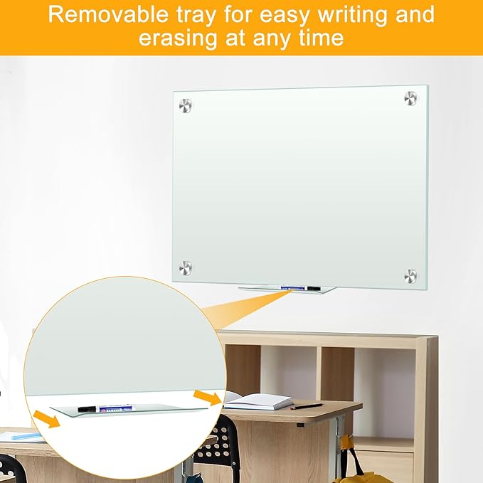 H-Qprobd Dry Erase White Board for Wall 72"x40" Magnetic Glass Frameless - Image 3