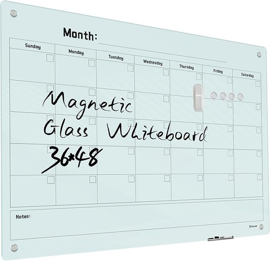 Magnetic Monthly Calendar Glass Whiteboard by Unknown
