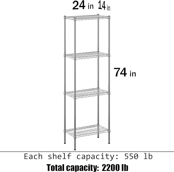 Regal Altair 14" Deep x 24" Wide x 74" Height Wire Shelving Kit | 4-Tier | NSF - Image 3