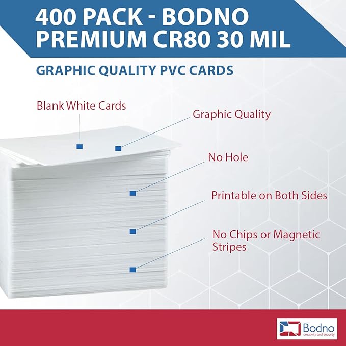400 Pack - Bodno Premium CR80 30 Mil Graphic Quality PVC Cards - Image 2