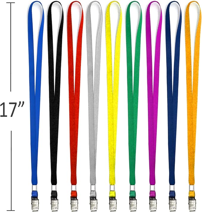 Beebel Red Lanyards 100 Pack Nylon Flat Badge Lanyard Bulldog Clip - Image 2