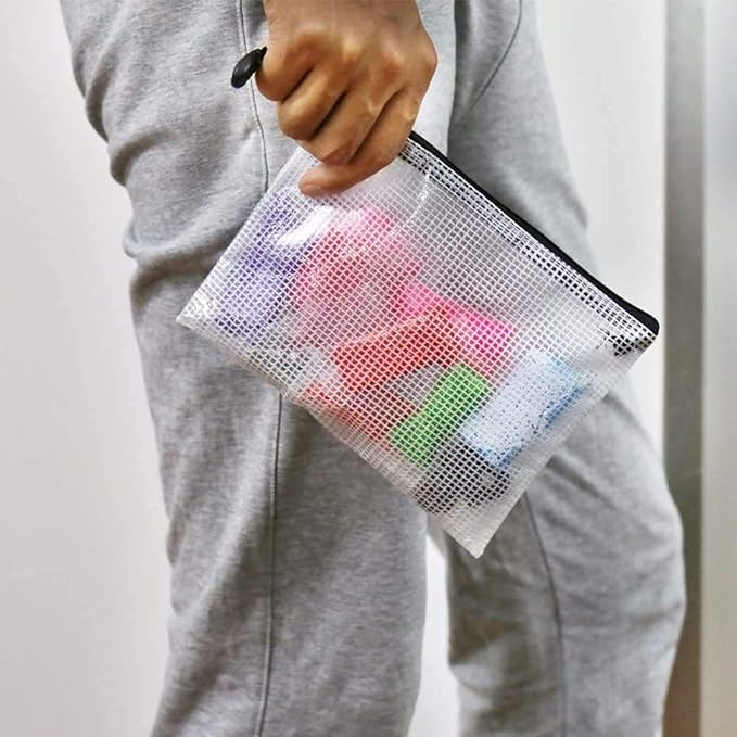 Oaimyy-18 Pcs, Large Mesh Zipper Pouch Document Folders Bag Plastic Zip File - Image 7