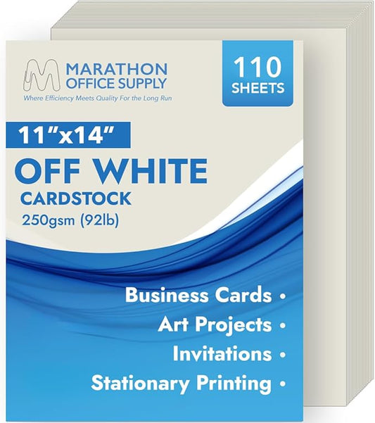 MOS Off-White Cardstock Paper 11 x 14 Inch — Heavyweight Poster Board Card Stock by Marathon+Office+Supply