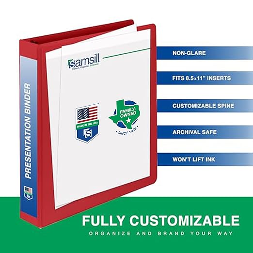 Samsill 1 Inch 3 Ring Binders, Made in USA, Economy Round Ring, 200 Sheet - Image 2
