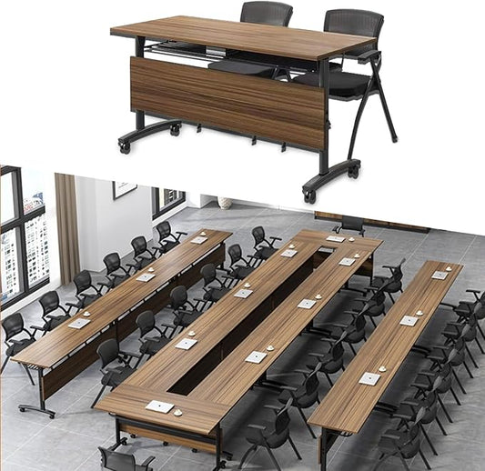 Foldable Conference Table Mobile Meeting Table, Large Modular Conference Room by Unknown