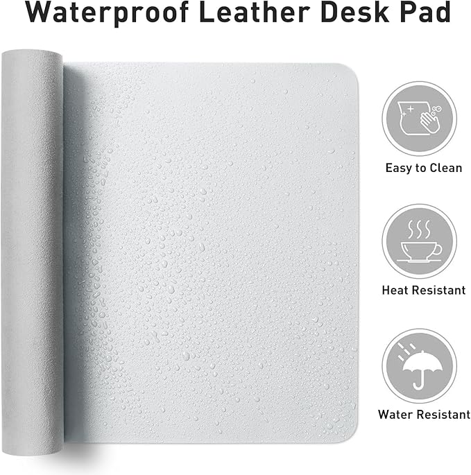 Aothia Leather Desk Pad Protector, Mouse Pad, Office Desk Mat, Non-Slip PU - Image 7
