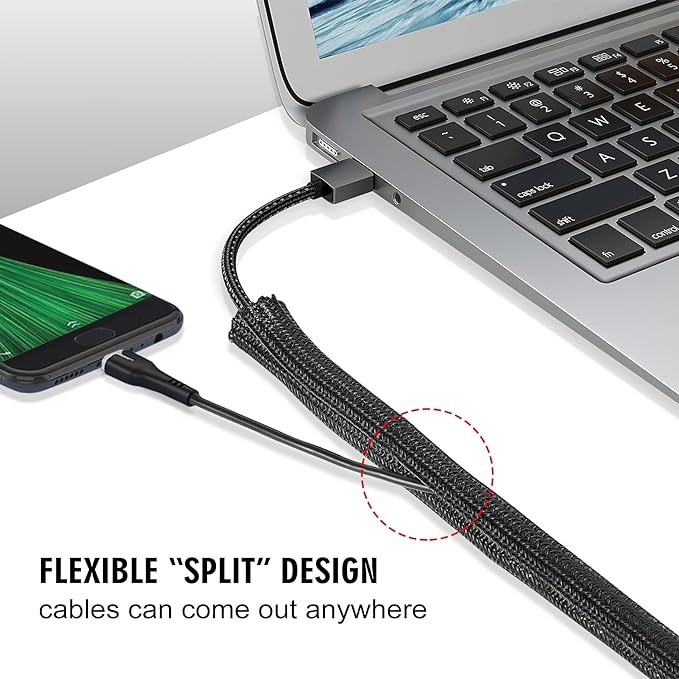 Moxita 10ft - 3/8 inch Cord Protector Cable Sleeve Split Wire Loom Tubing - Image 3