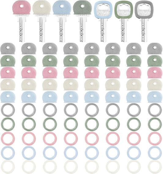 Blulu 80 Pieces 1Inch Colored Key Covers Caps Tags Covers Set Plastic Key Color by Blulu